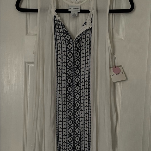 Liz Claiborne White and Black Patterned Top - Picture 1 of 5